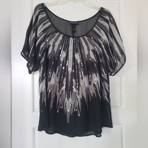 Black sheer blouse with squence